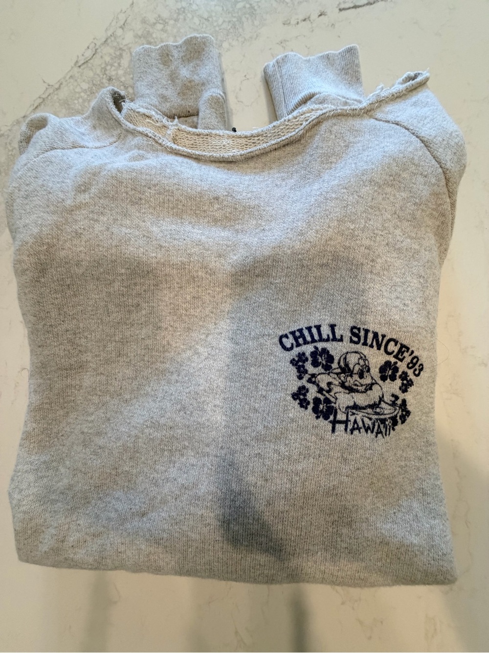 Brandy Melville Gray 'Chill Since '93' Graphic Crewneck Sweatshirt oversized
